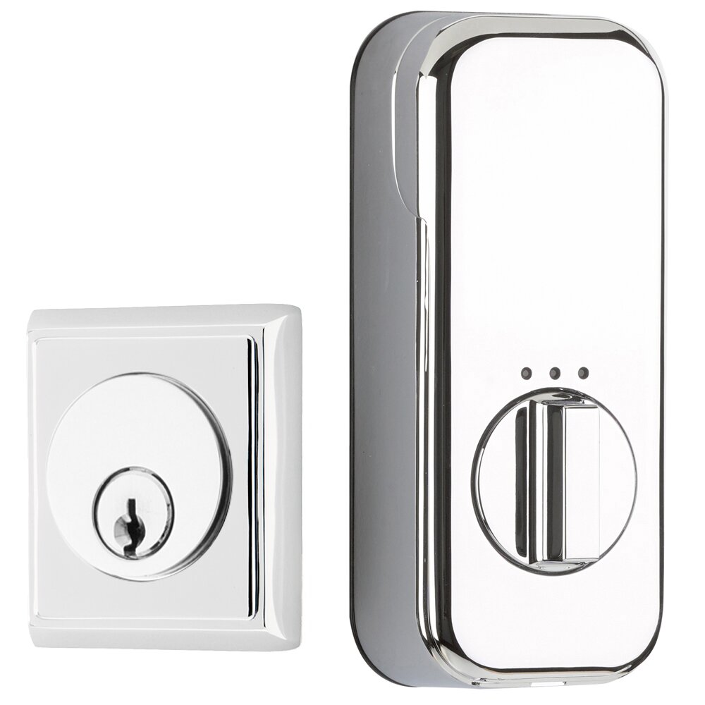 Empowered Rectangular Single Cylinder Deadbolt Connected by August in Polished Chrome