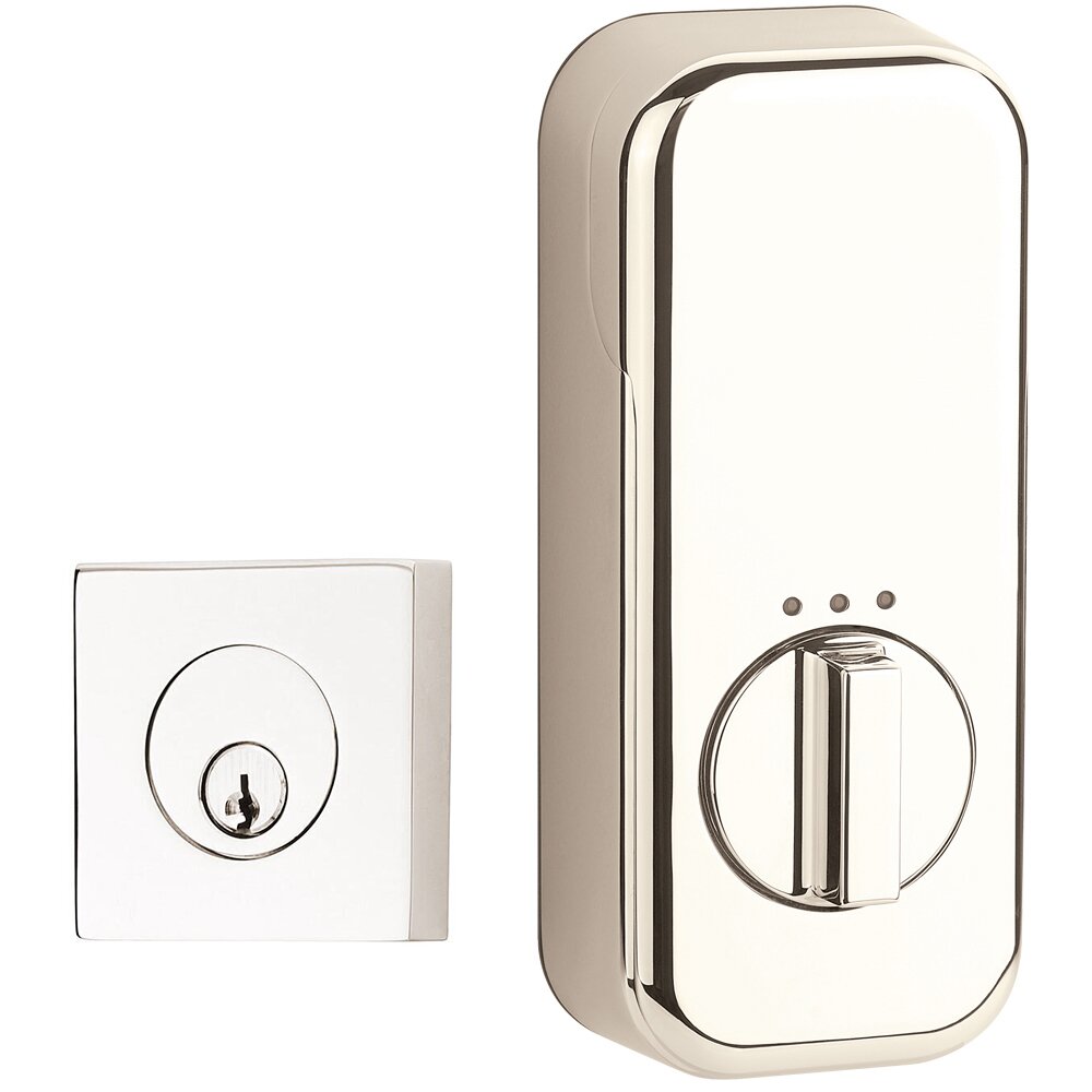 Empowered Square Single Cylinder Deadbolt Connected by August in Polished Nickel