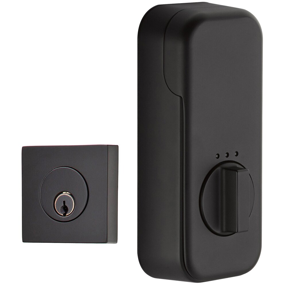 Empowered Square Single Cylinder Deadbolt Connected by August in Flat Black
