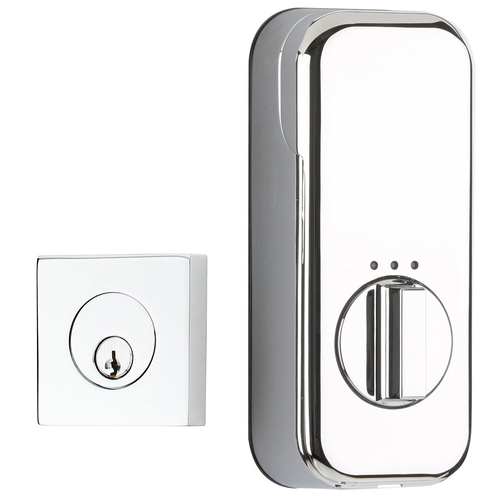 Empowered Square Single Cylinder Deadbolt Connected by August in Polished Chrome