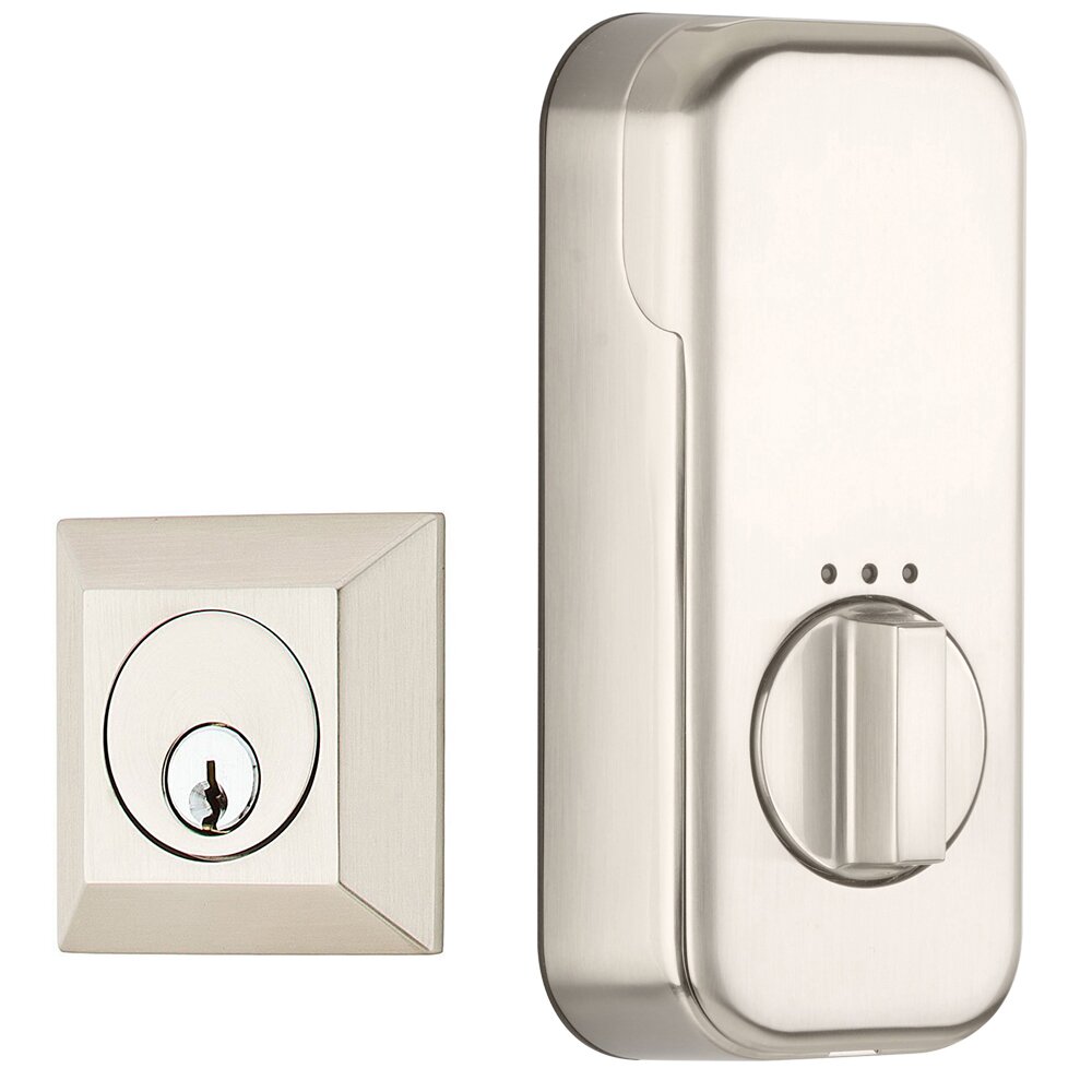 Empowered Quincy Single Cylinder Deadbolt Connected by August in Satin Nickel