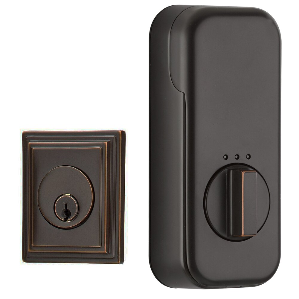 Empowered Wilshire Single Cylinder Deadbolt Connected by August in Oil Rubbed Bronze