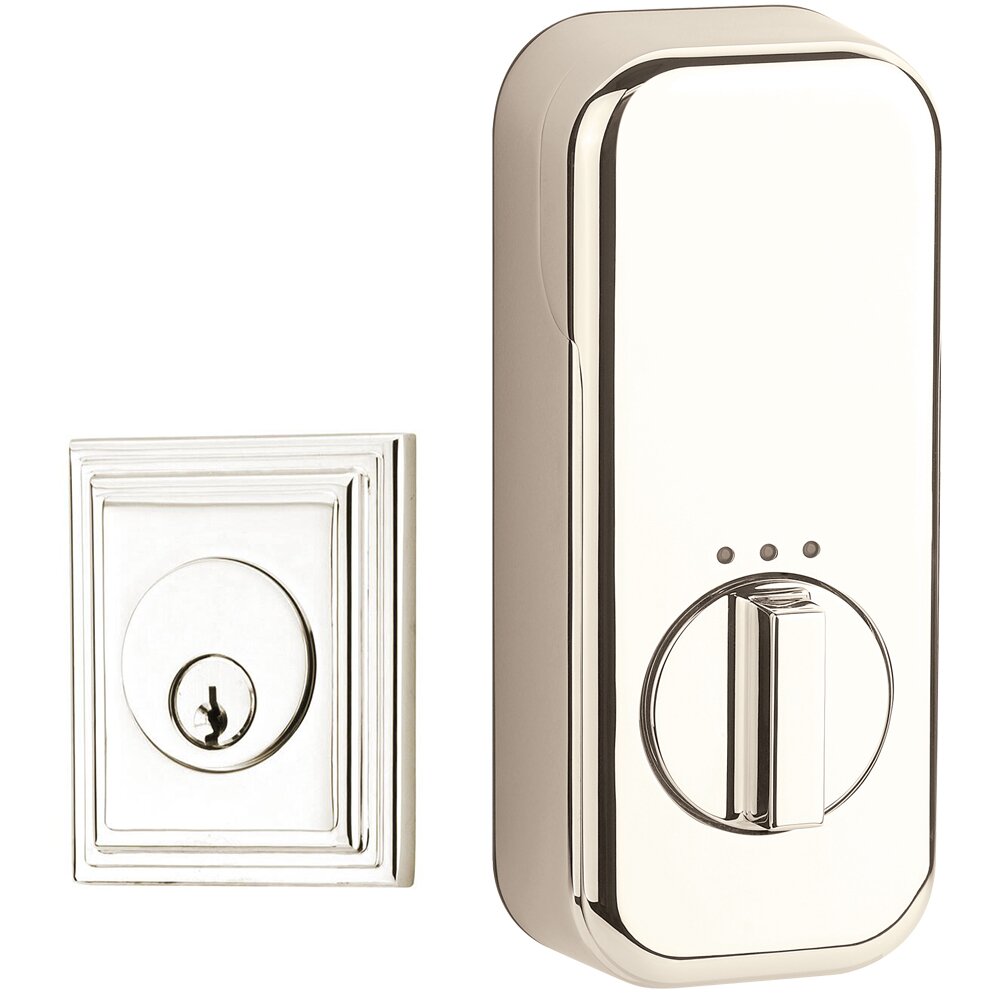 Empowered Wilshire Single Cylinder Deadbolt Connected by August in Polished Nickel