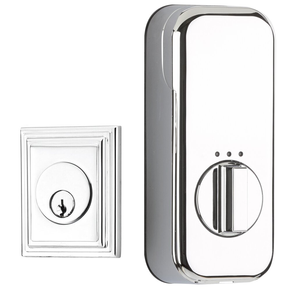 Empowered Wilshire Single Cylinder Deadbolt Connected by August in Polished Chrome