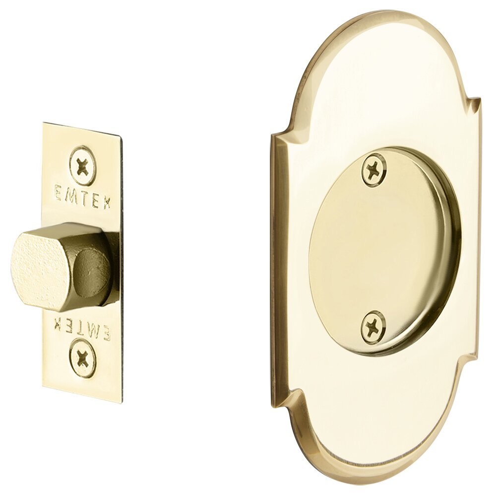 Tubular #8 Arch Passage Pocket Door Lock in Unlacquered Brass