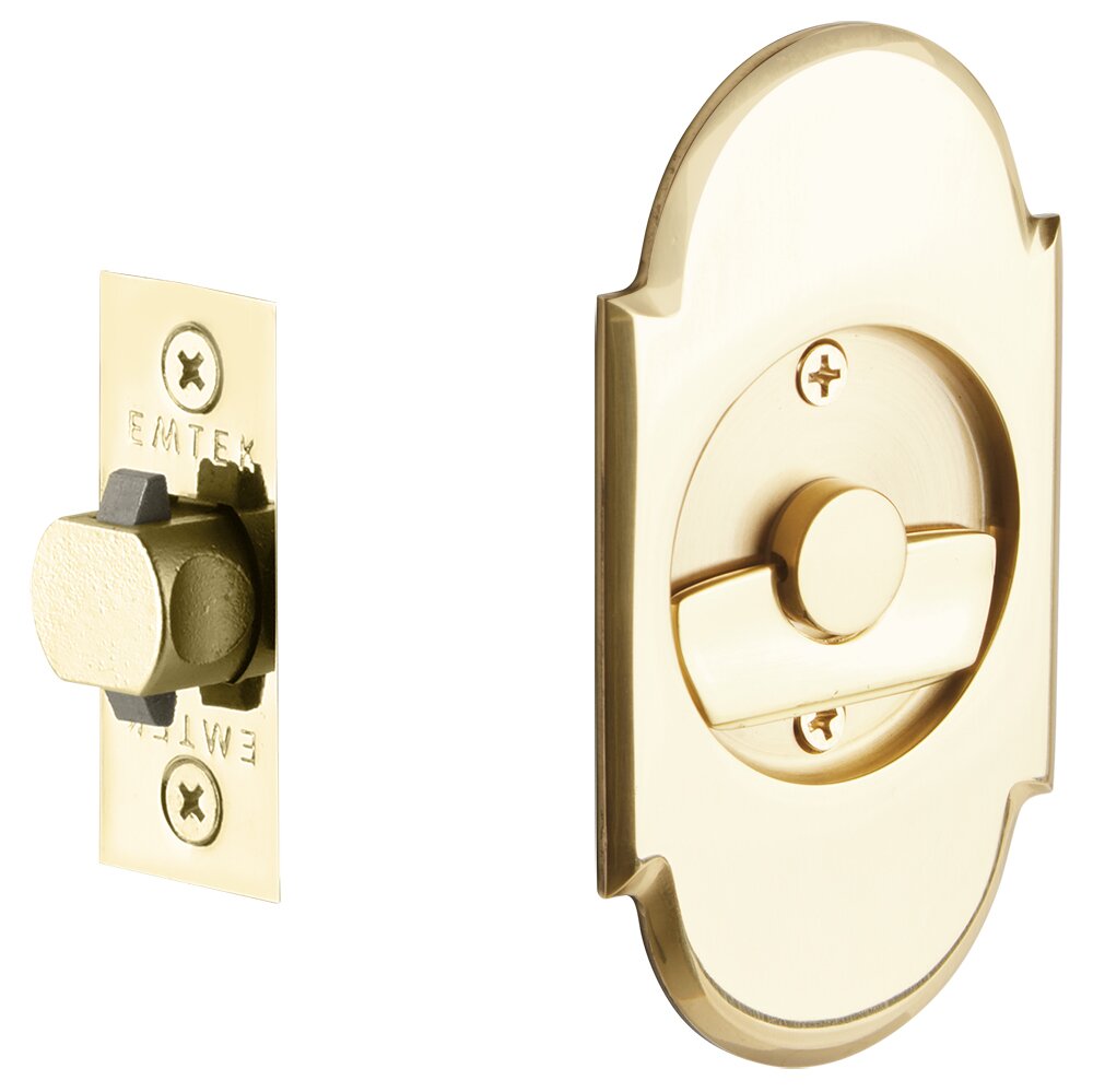 Tubular #8 Arch Privacy Pocket Door Lock in Unlacquered Brass