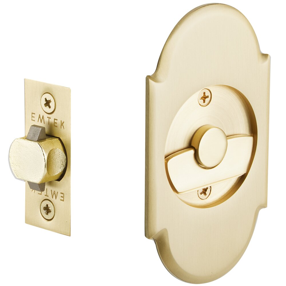 Tubular #8 Arch Privacy Pocket Door Lock in Satin Brass
