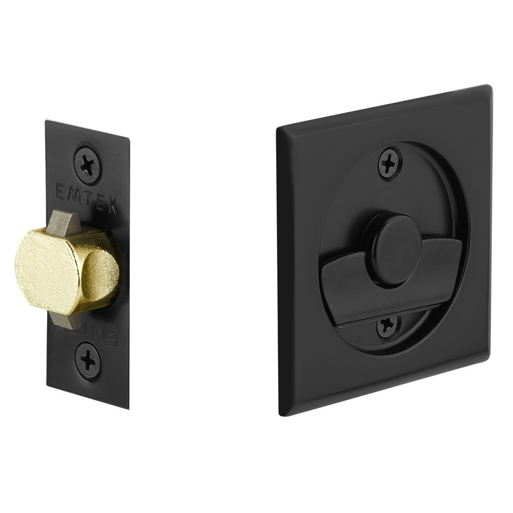 Tubular Square Privacy Pocket Door Lock in Flat Black