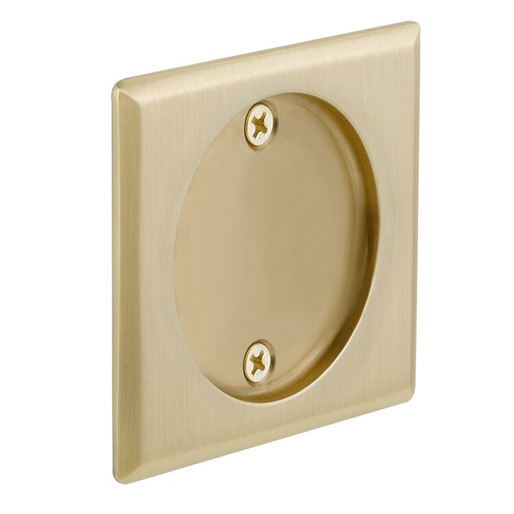 Tubular Square Dummy Pocket Door Hardware in Satin Brass