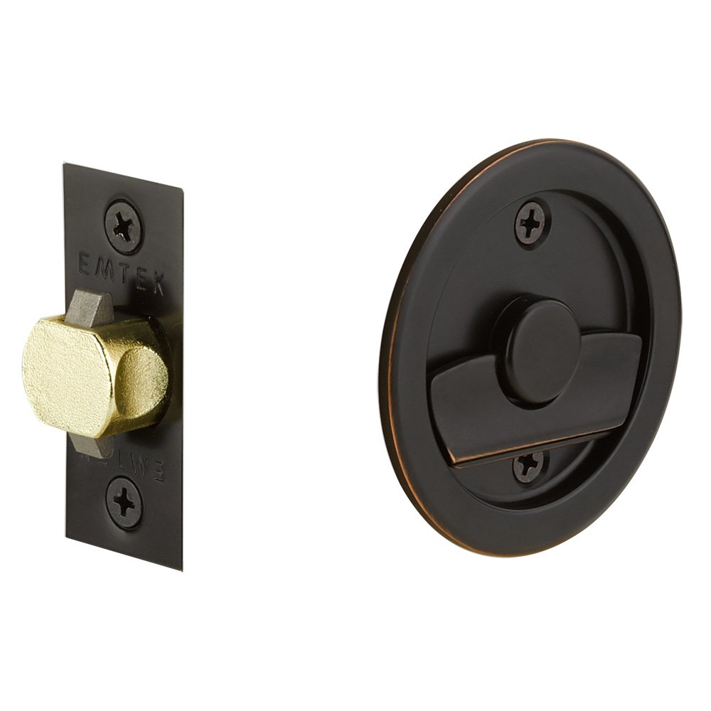 Tubular Round Privacy Pocket Door Lock in Oil Rubbed Bronze