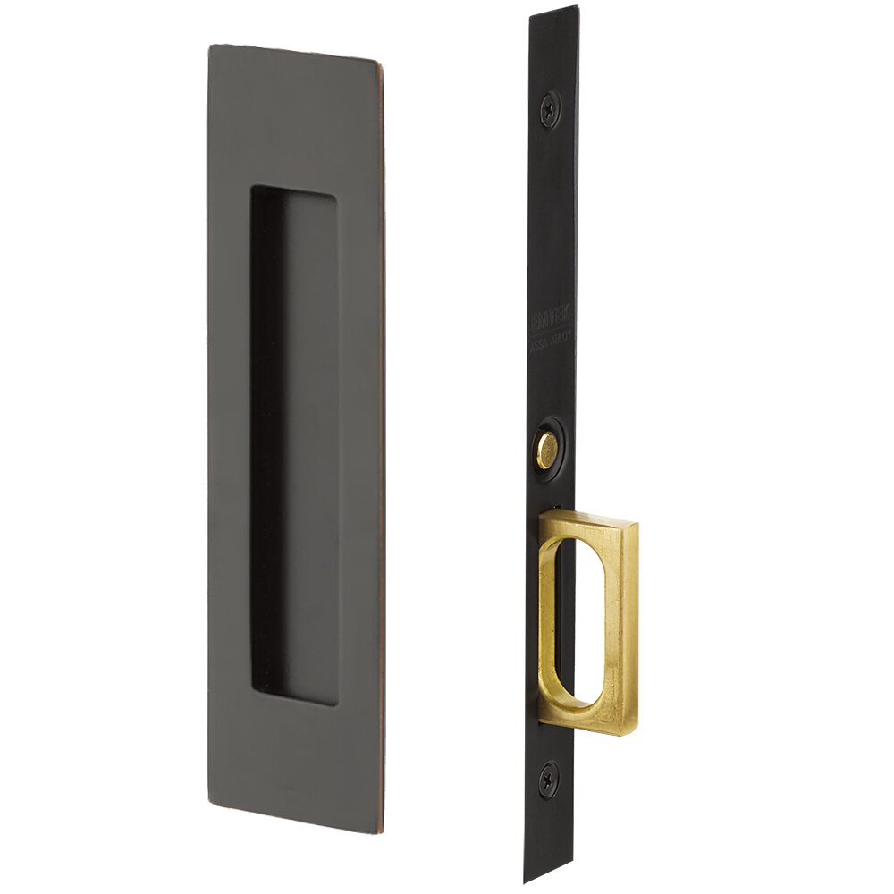 Narrow Modern Rectangular Mortise Passage Pocket Door Hardware in Oil Rubbed Bronze
