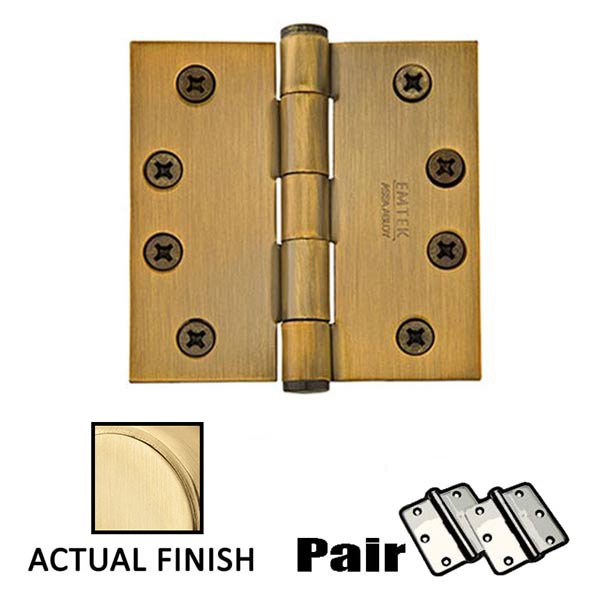 4" X 4" Square Steel Heavy Duty Hinge in Satin Brass (Sold In Pairs)