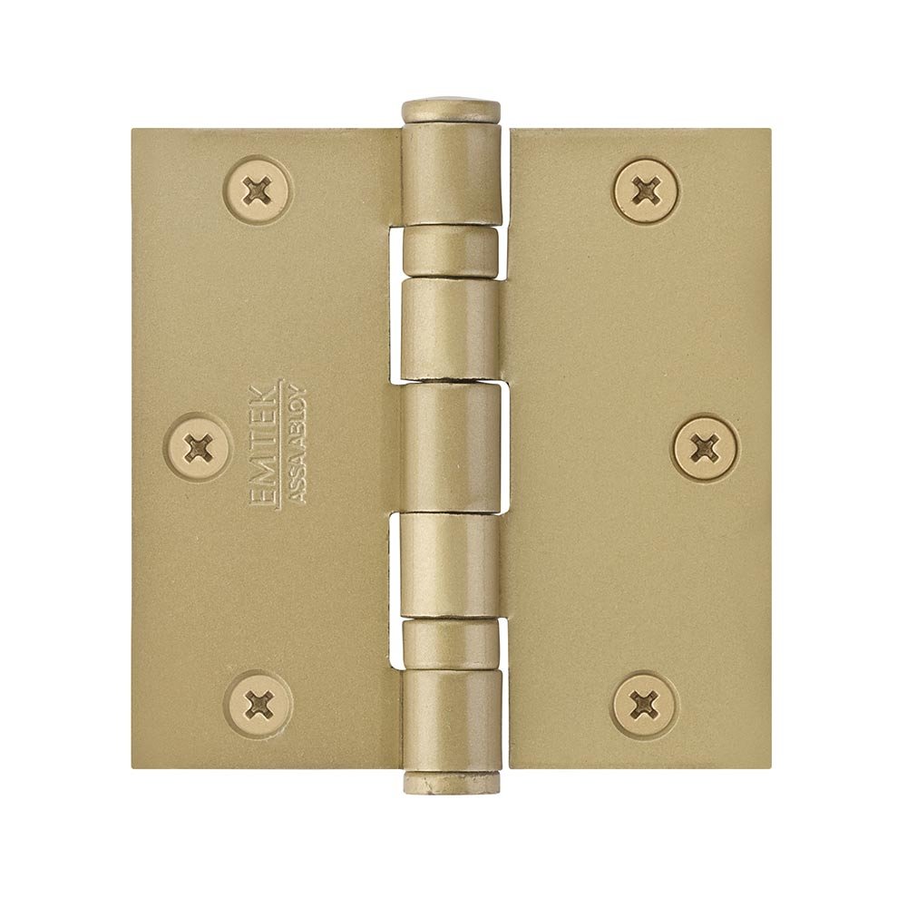 3-1/2" X 3-1/2" Square Heavy Duty Steel Ball Bearing Hinge in Satin Brass (Sold In Pairs)
