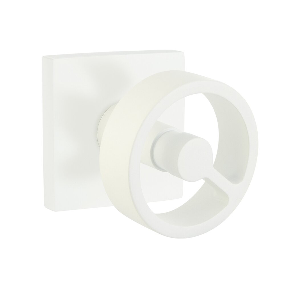 Double Dummy Square Rosette with Left Handed Spoke Knob in Matte White