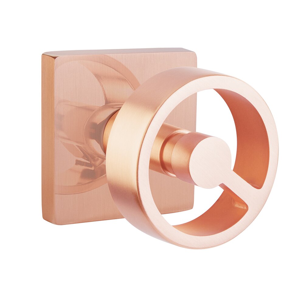 Double Dummy Square Rosette with Right Handed Spoke Knob in Satin Rose Gold