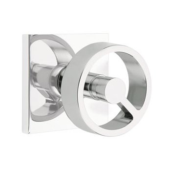Single Dummy Square Rosette with Right Handed Spoke Knob in Polished Chrome