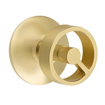 Double Dummy Modern Rosette with Right Handed Spoke Knob in Satin Brass