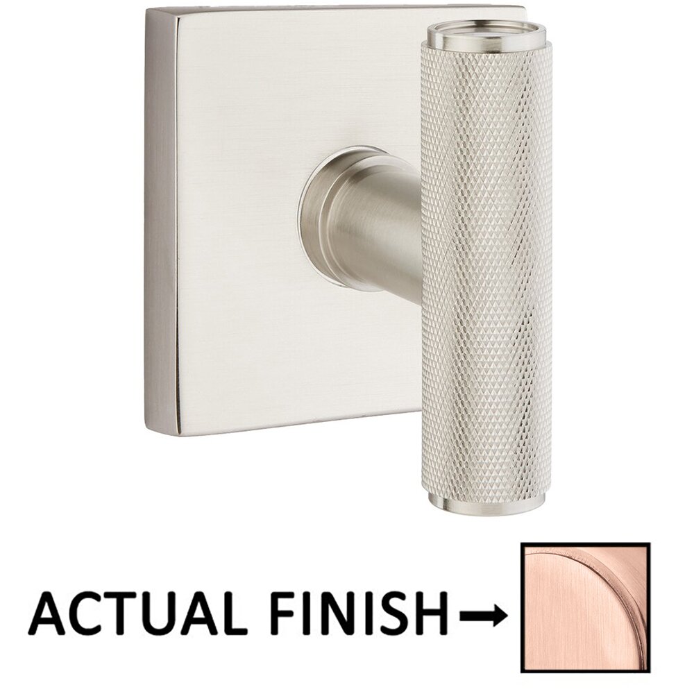Passage Square Rosette with Concealed Screws for The Ace Knurled Knob in Satin Rose Gold