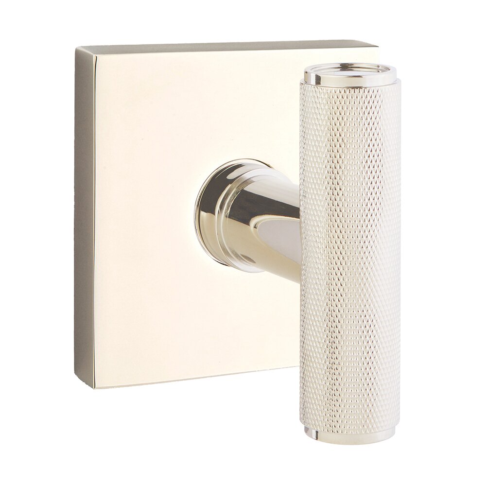 Passage Square Rosette with Concealed Screws for The Ace Knurled Knob in Polished Nickel