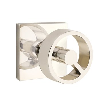 Passage Square Rosette with Right Handed Spoke Knob in Polished Nickel