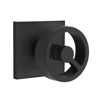 Passage Square Rosette with Right Handed Spoke Knob in Flat Black