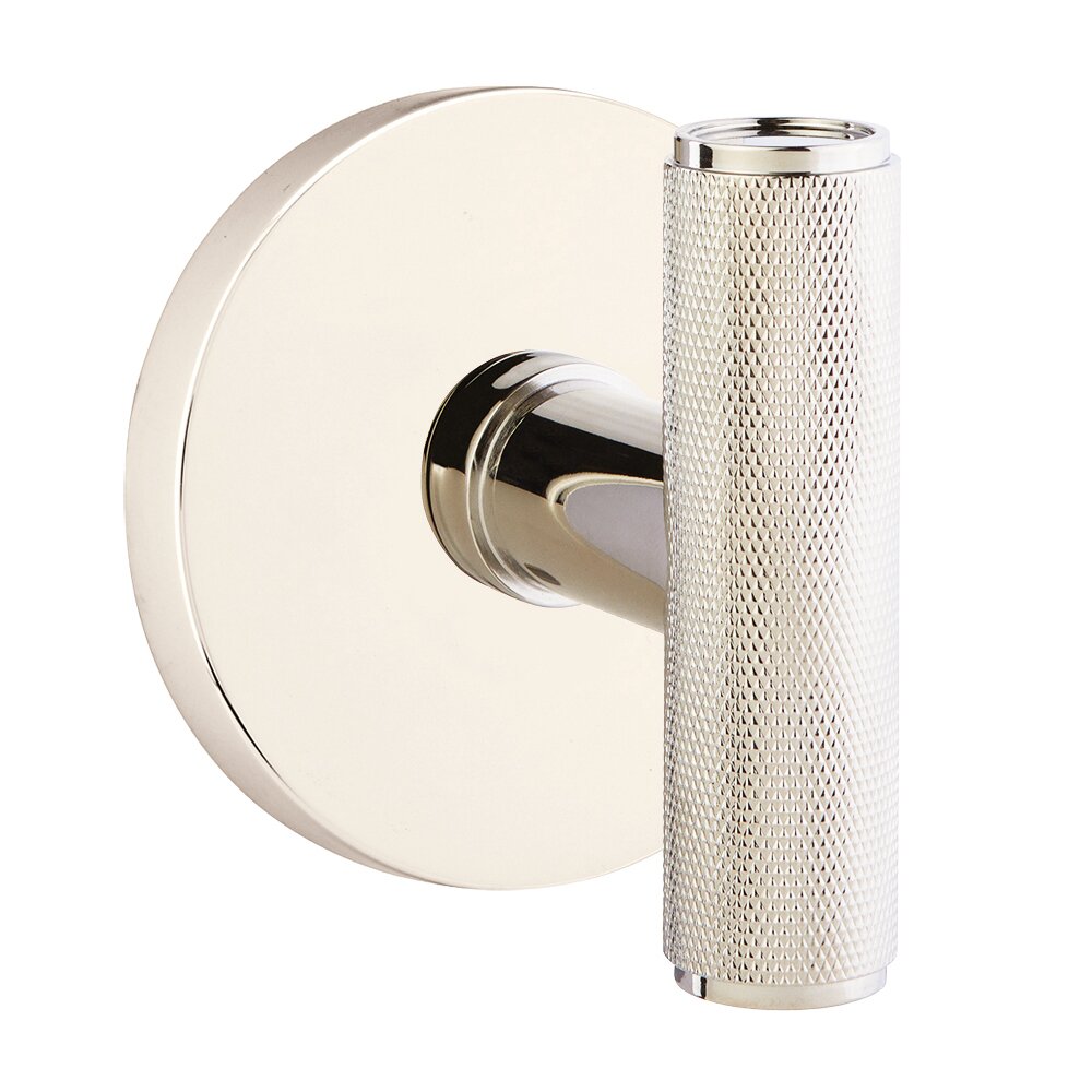 Privacy Disk Rosette with Concealed Screws for The Ace Knurled Knob in Polished Nickel