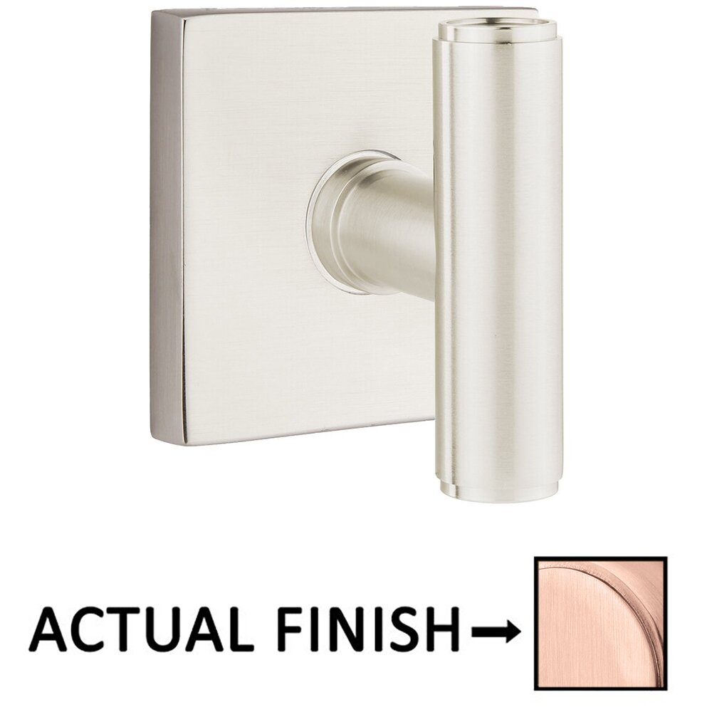 Privacy Square Rosette with Concealed Screws for The Ace Knob in Satin Rose Gold
