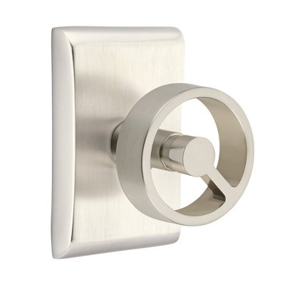 Privacy Neos Rosette with Concealed Screws and Right Handed Spoke Knob in Satin Nickel