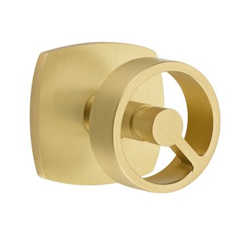 Double Dummy Urban Modern Rosette with Right Handed Spoke Knob in Satin Brass