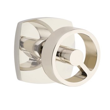 Passage Urban Modern Rosette with Concealed Screws and Left Handed Spoke Knob in Polished Nickel