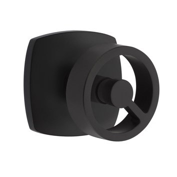 Privacy Urban Modern Rosette with Right Handed Spoke Knob in Flat Black