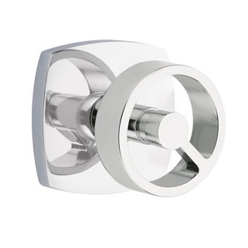 Privacy Urban Modern Rosette with Concealed Screws and Left Handed Spoke Knob in Polished Chrome