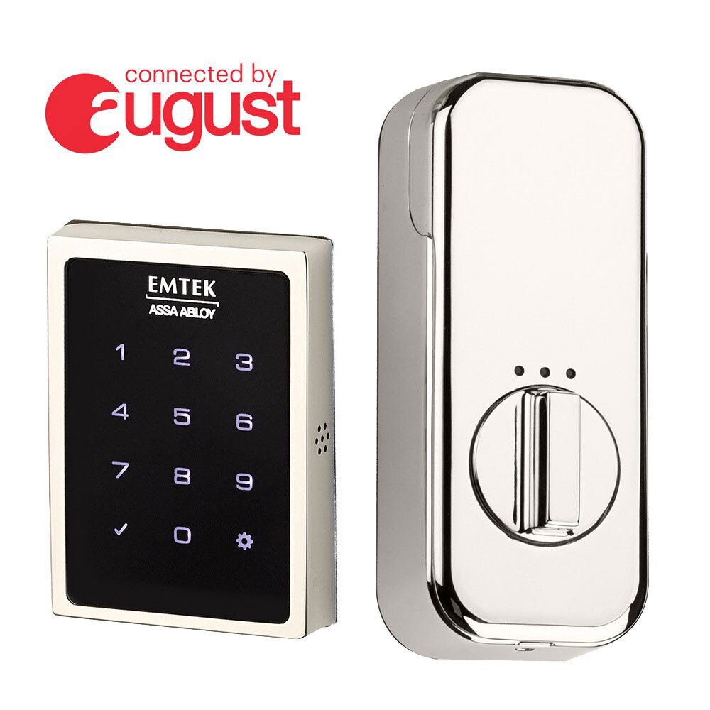 Touchscreen Keypad Smart Deadbolt Connected by August in Polished Nickel