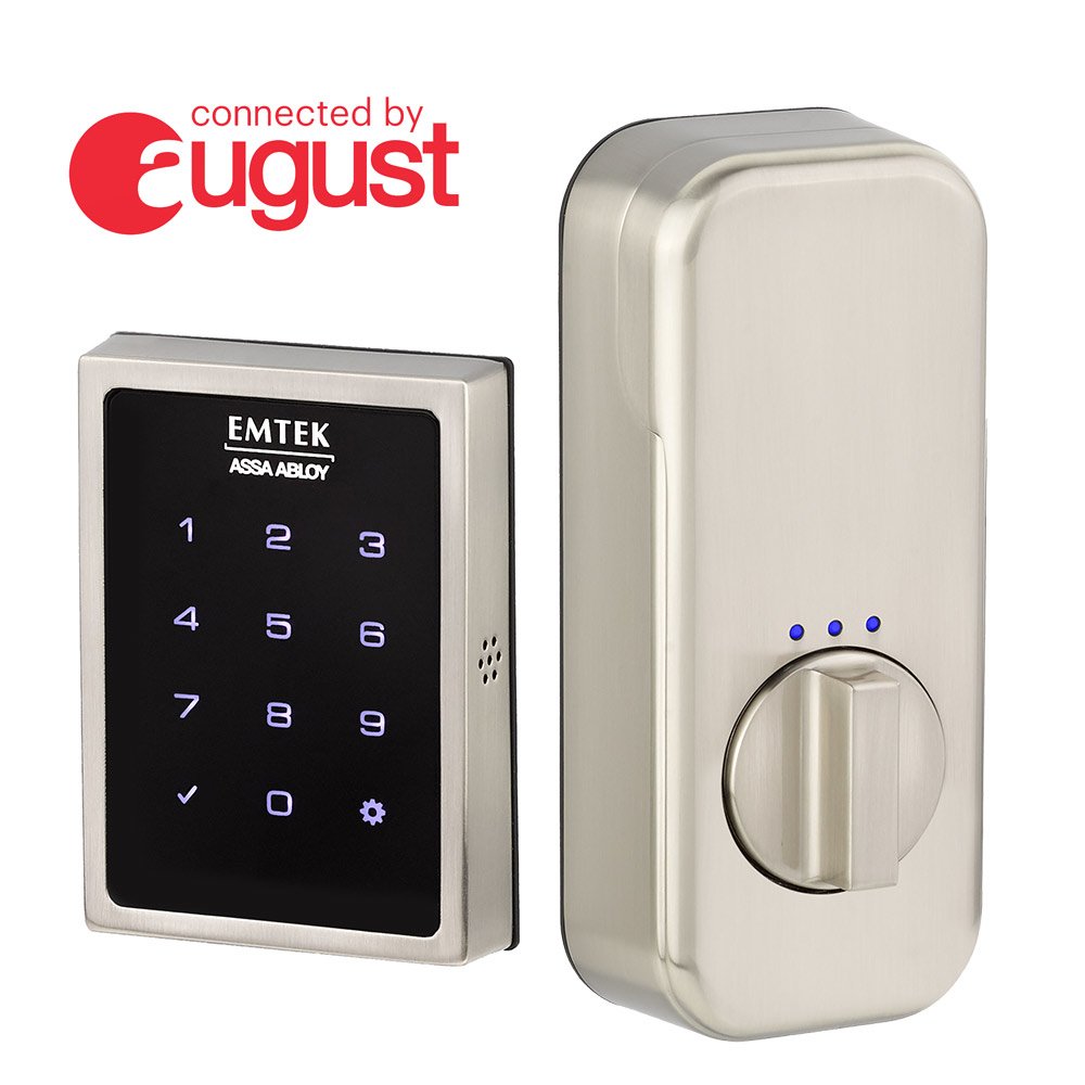 Touchscreen Keypad Smart Deadbolt Connected by August In Satin Nickel