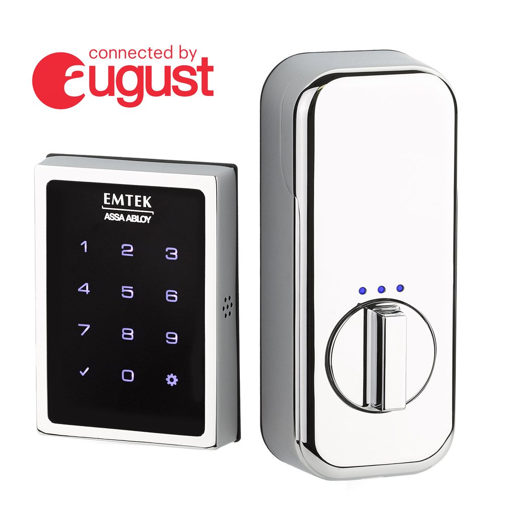 Touchscreen Keypad Smart Deadbolt Connected by August In Polished Chrome