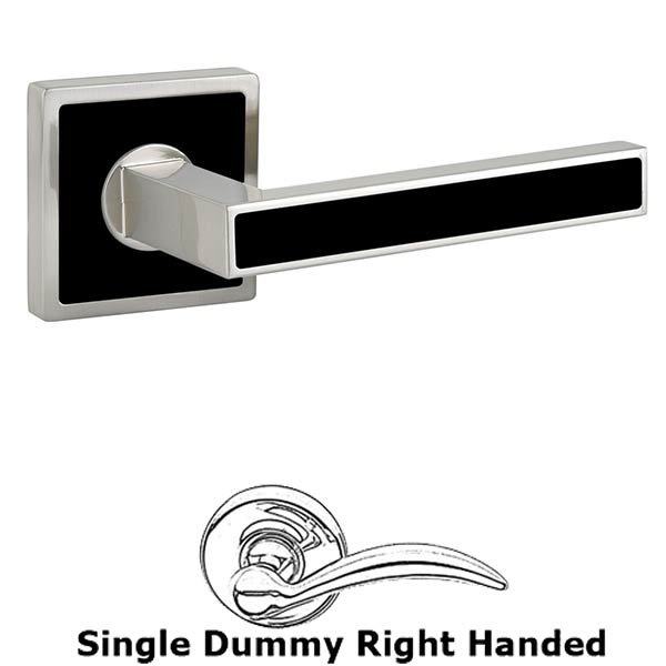 Single Dummy Right Handed Aruba Door Lever With Trinidad Rose in Satin Nickel with Onyx Black