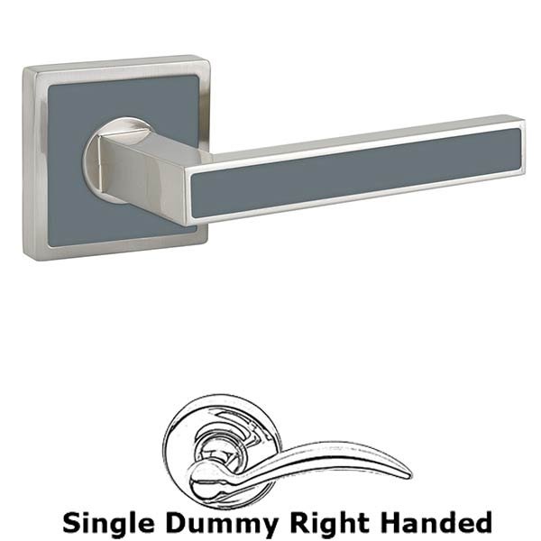 Single Dummy Right Handed Aruba Door Lever With Trinidad Rose in Satin Nickel with Graphite Grey