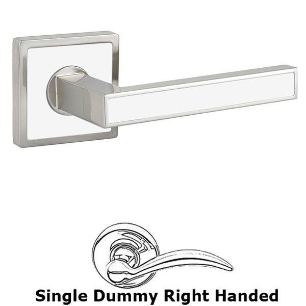 Single Dummy Right Handed Aruba Door Lever With Trinidad Rose in Satin Nickel with Pearl White