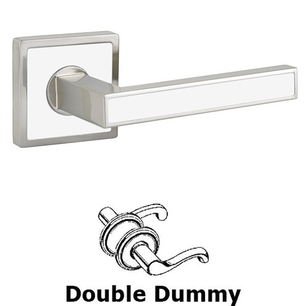 Double Dummy Aruba Door Lever With Trinidad Rose in Satin Nickel with Pearl White