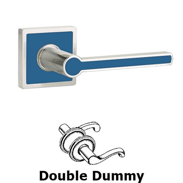 Double Dummy Cayman Door Lever With Trinidad Rose in Satin Nickel with Caribbean Blue