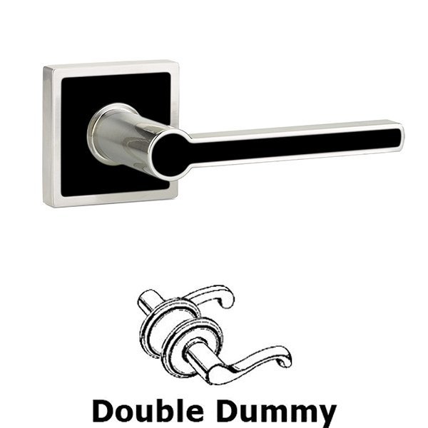 Double Dummy Cayman Door Lever With Trinidad Rose in Satin Nickel with Onyx Black