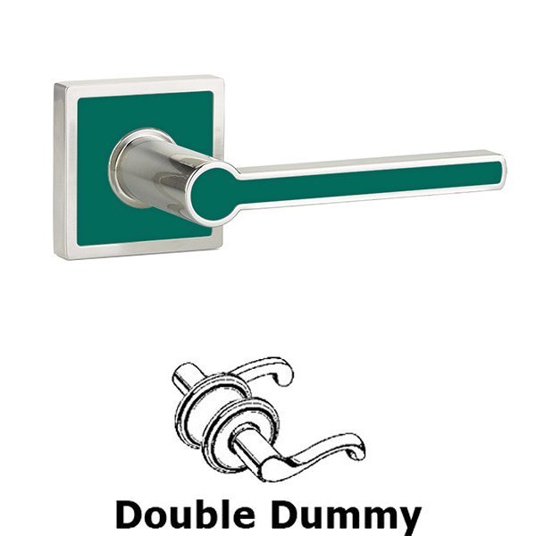 Double Dummy Cayman Door Lever With Trinidad Rose in Satin Nickel with Sea Glass Green