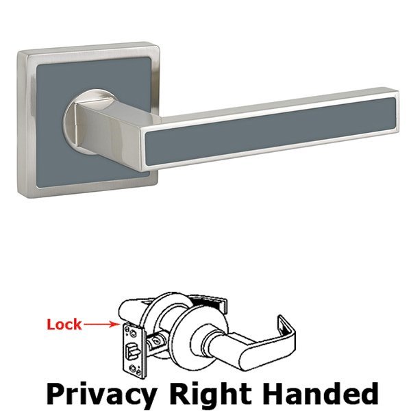 Privacy Right Handed Aruba Door Lever With Trinidad Rose in Satin Nickel with Graphite Grey
