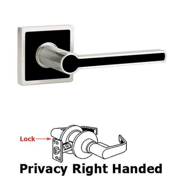 Privacy Right Handed Cayman Door Lever With Trinidad Rose in Satin Nickel with Onyx Black