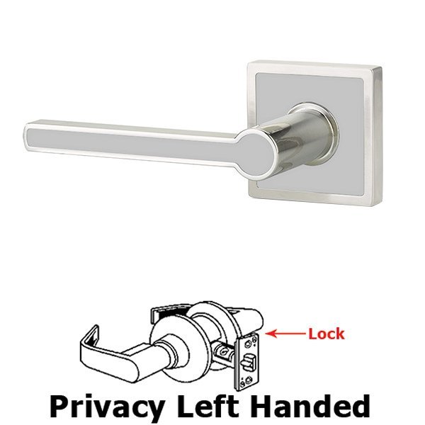 Privacy Left Handed Cayman Door Lever With Trinidad Rose in Satin Nickel with Calypso Silver