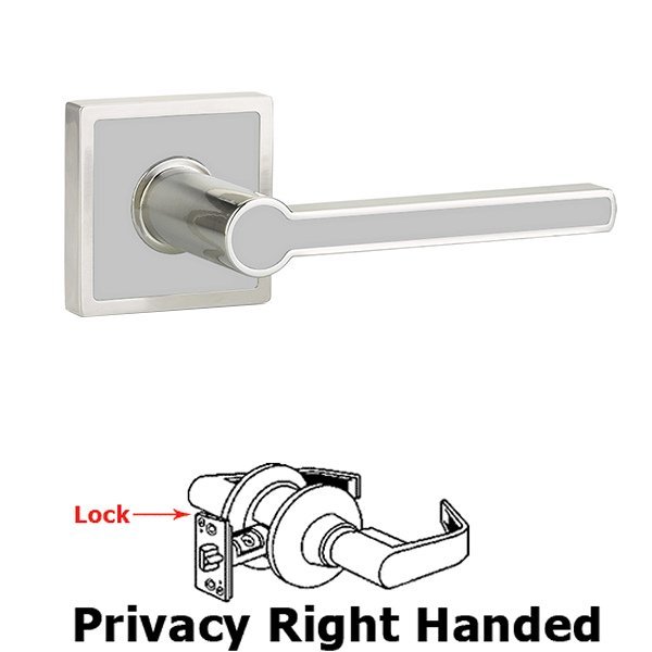 Privacy Right Handed Cayman Door Lever With Trinidad Rose in Satin Nickel with Calypso Silver