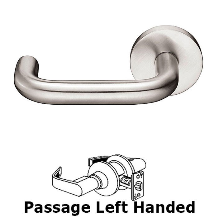 Cologne Left Hand Passage Door Lever With Brushed Stainless Steel Disk Rose