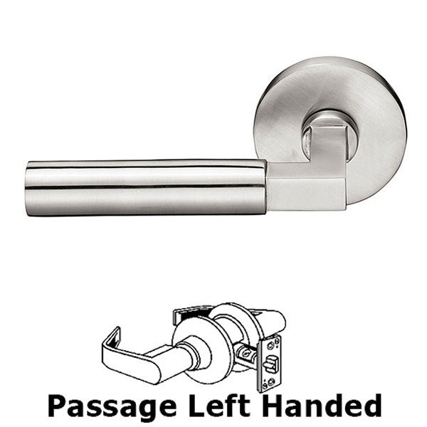 Hercules Left Hand Passage Door Lever and Brushed Stainless Steel Disk Rose with Concealed Screws