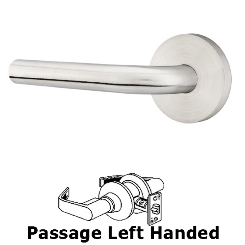 Kiel Left Hand Passage Door Lever With Brushed Stainless Steel Disk Rose