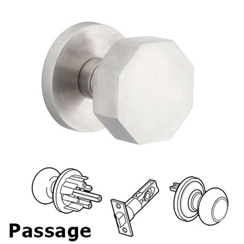 Octagon Passage Door Knob With Brushed Stainless Steel Disk Rose